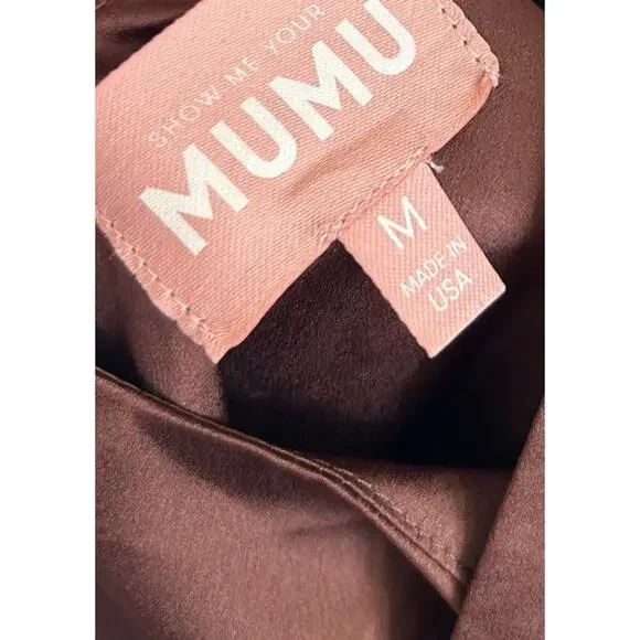 Show Me Your Mumu Lisa Maxi Dress in Chocolate Luxe Satin M - Picture 6 of 8